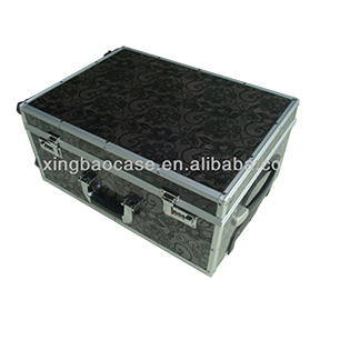 Printing sheet trolley bags handle,tempering glass case,case travel luggage with polyester and pocket inner