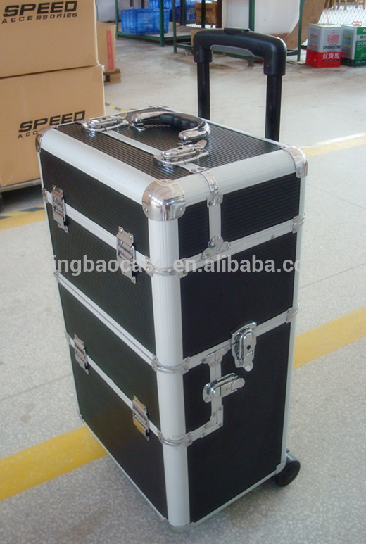 aluminum frame black strap abs trolley case,luggage case bag with EVA inner,expandable trolley case