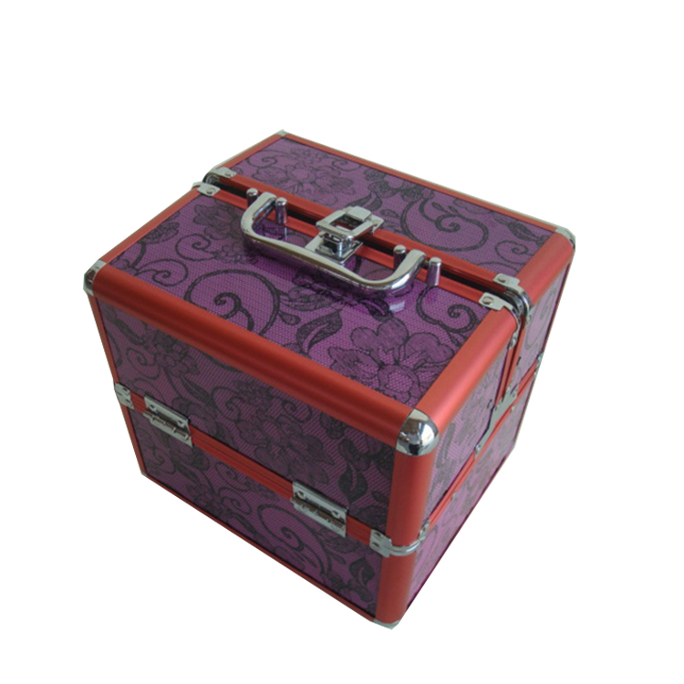 Trade assurance cheap aluminum cosmetic case for travel with nylon box,red aluminum travel jewelry case