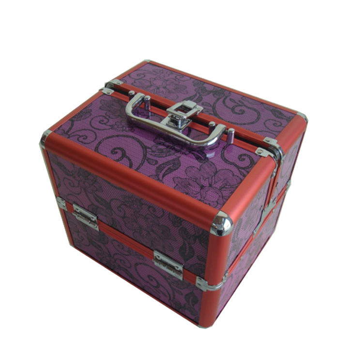 Trade assurance cheap aluminum cosmetic case for travel with nylon box,red aluminum travel jewelry case