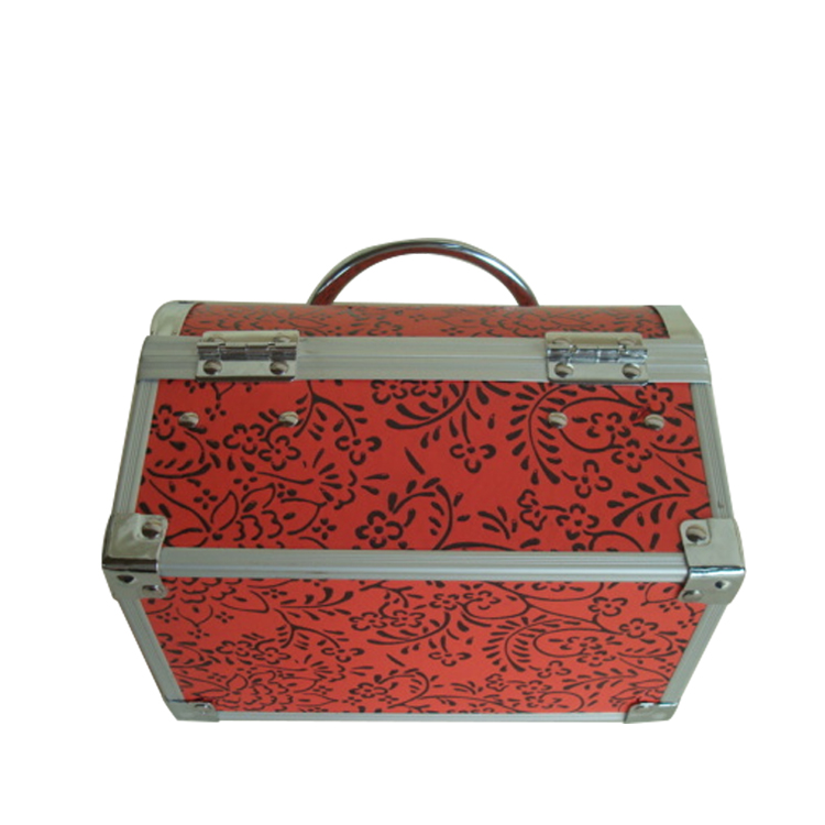 Red card cosmetic case ,makeup cosmetic bags with nylon box, cosmetic travel cases