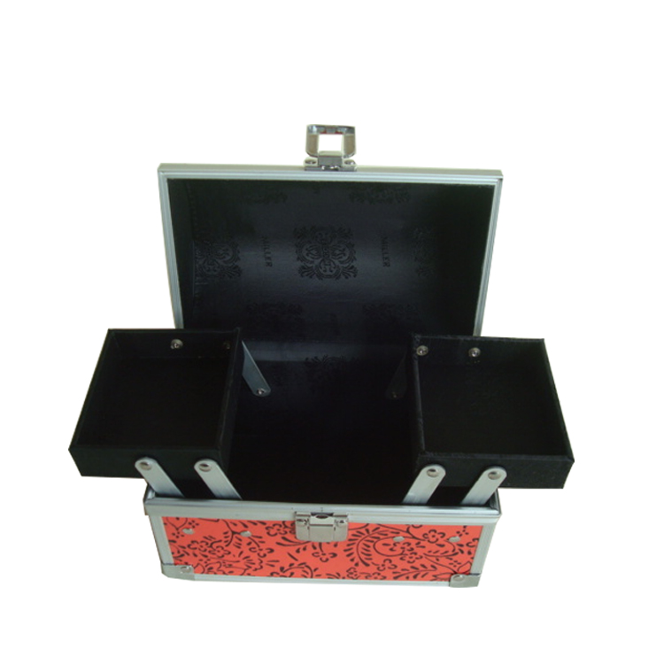 Red card cosmetic case ,makeup cosmetic bags with nylon box, cosmetic travel cases