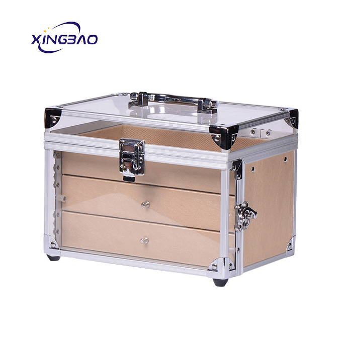 Small cheap transparent acrylic beauty cosmetic case with drawer 
