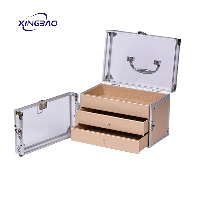 Small cheap transparent acrylic beauty cosmetic case with drawer 
