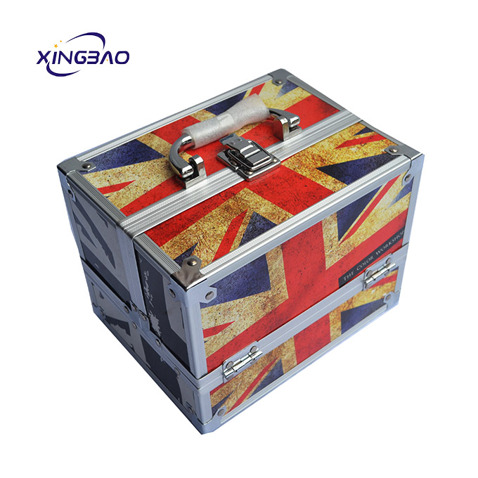 The latest retro retractable multi-function color American-style printed aluminum  makeup vanity case