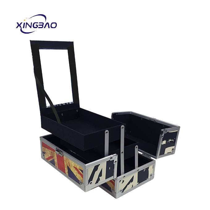 The latest retro retractable multi-function color American-style printed aluminum  makeup vanity case