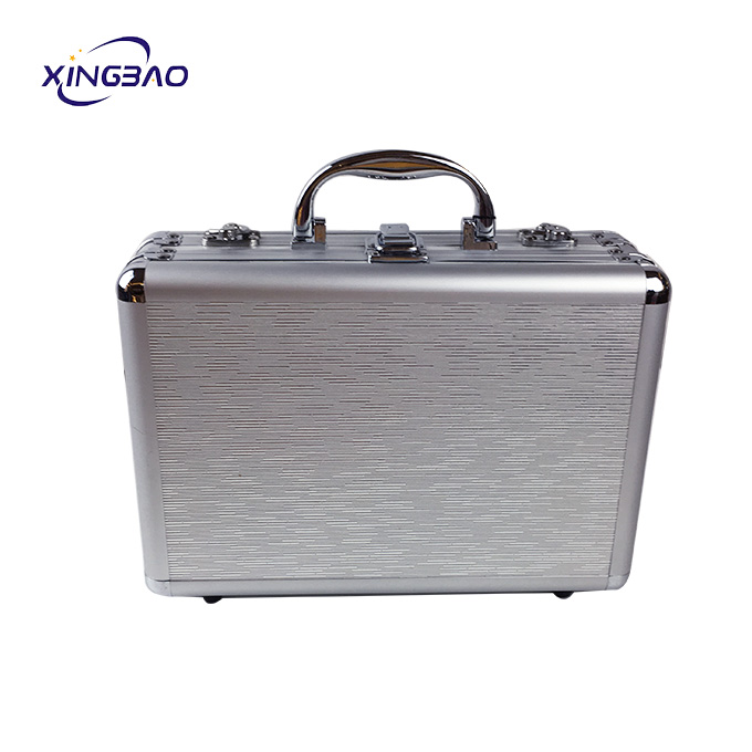 Beauty Organizer Silver Scrub Dual Use Makeup Brush Belt Mirror Purpose Storage Aluminium Cosmetic Case