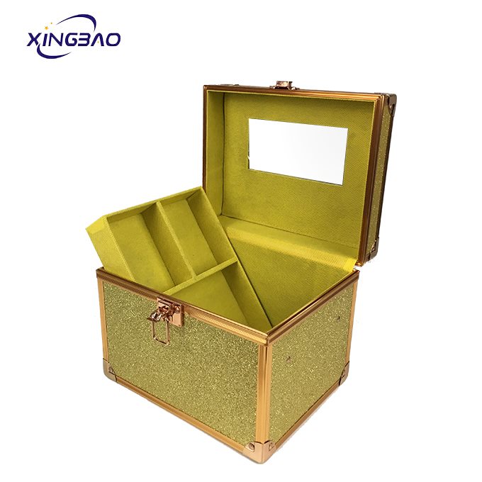 rofessional Pink Aluminum PVC Leather Cosmetics Makeup Case For Beauty Makeup - 副本