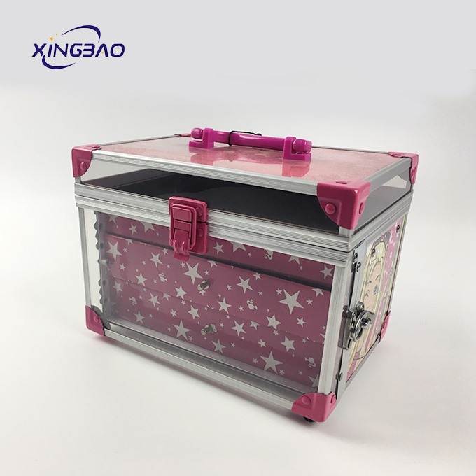 Pink Acrylic With Drawer Makeup Kits For Girls Cosmetic  Case