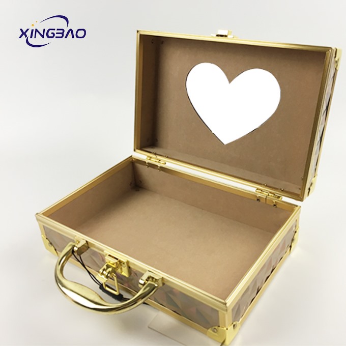 Creative laser PVC brush in elastic flanna makeup box with mirror
