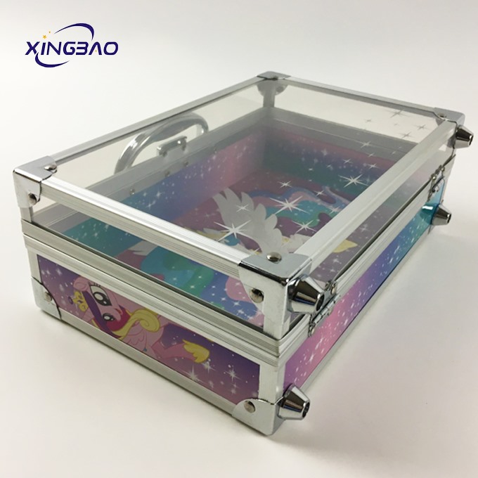 Fashion Transparent Acrylic Kids Unicorn Makeup Case For Cartoon Storage Box