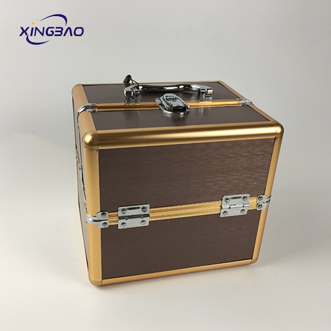 Brown Home Bedroom Small Jewelry Cosmetics Tools Dust Storage Aluminum Box