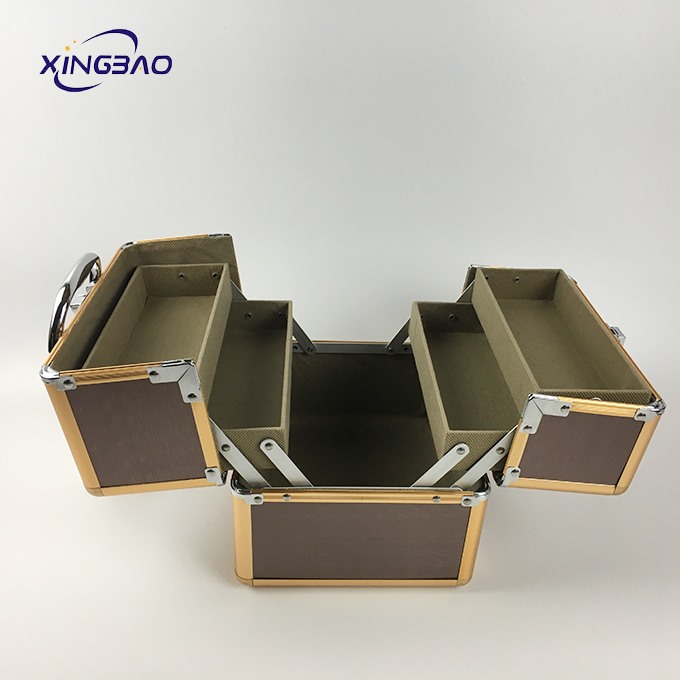Brown Home Bedroom Small Jewelry Cosmetics Tools Dust Storage Aluminum Box
