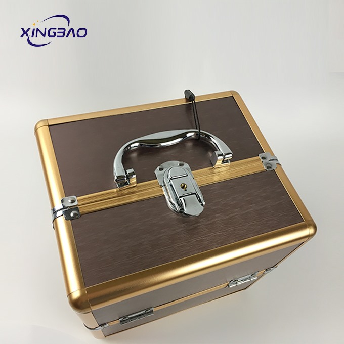 Brown Home Bedroom Small Jewelry Cosmetics Tools Dust Storage Aluminum Box
