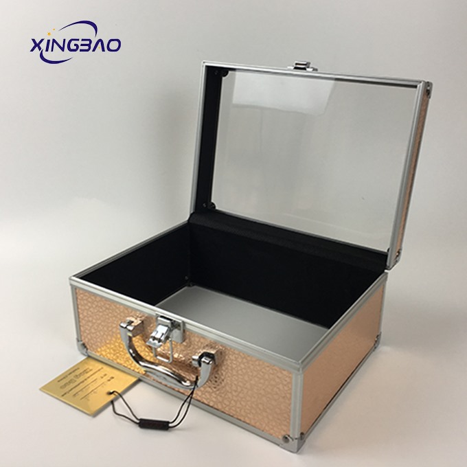 Golden Aluminum Acrylic Cosmetic Packaging Display Box Case