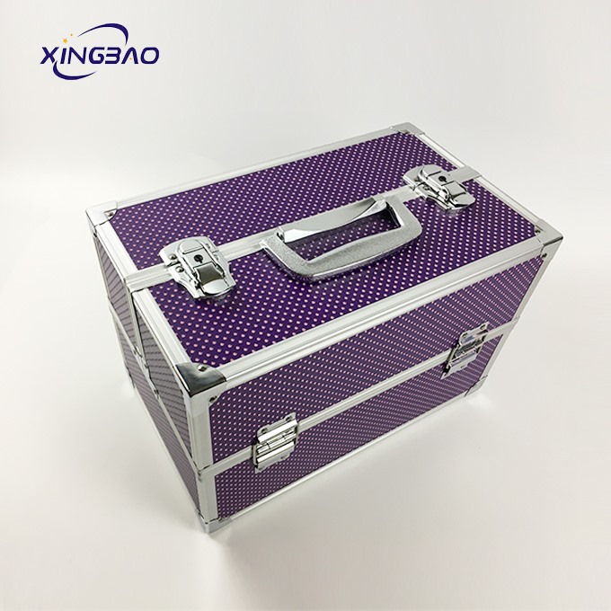 Big Purple Professional Wave Point Pattern Make Up Atist Train Case