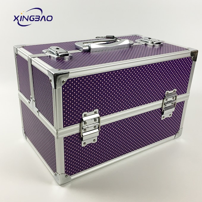 Big Purple Professional Wave Point Pattern Make Up Atist Train Case