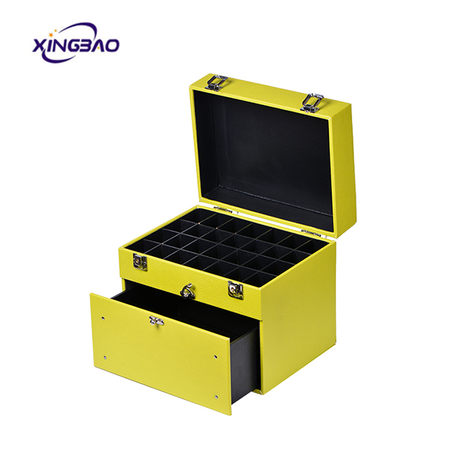 Yellow aluminum cosmetic case PVC makeup organizer storage train case vanity carrying Jewelry boxmobile nail polish case 