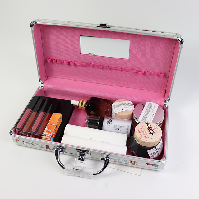 Fashion cheap wholesale organizer artist mirror bag makeup train case travel cosmetic case cosmetic case aluminum 