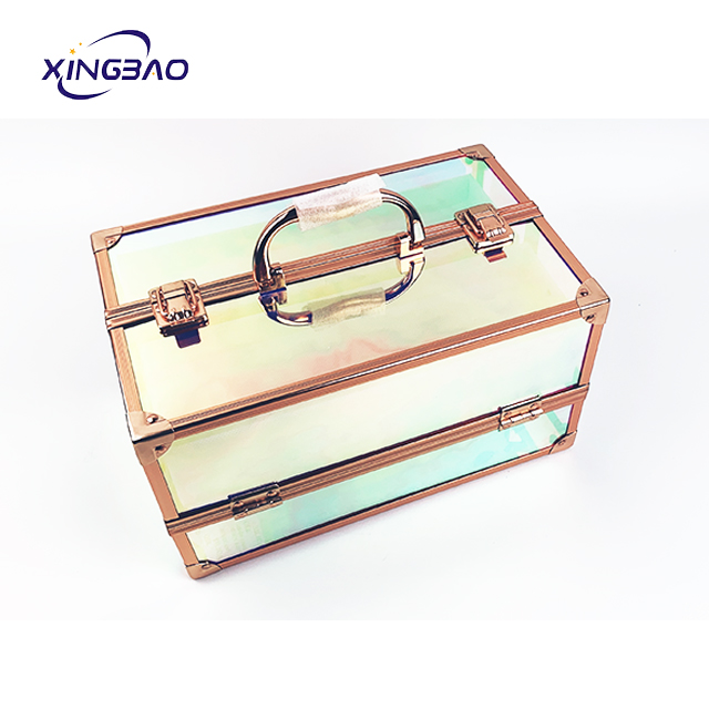 aluminum transparent bag plastic alloy transparent cosmetic case acrylic make up organizer case cosmetic 