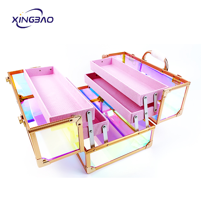 aluminum transparent bag plastic alloy transparent cosmetic case acrylic make up organizer case cosmetic 