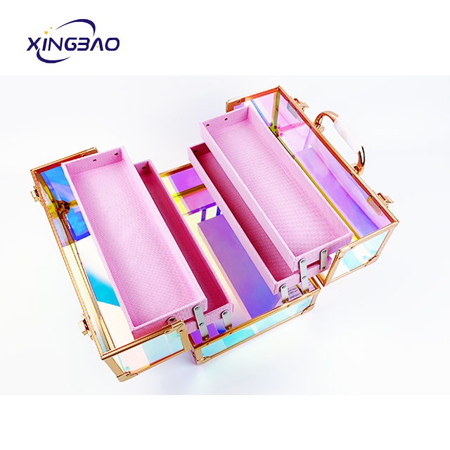 aluminum transparent bag plastic alloy transparent cosmetic case acrylic make up organizer case cosmetic 