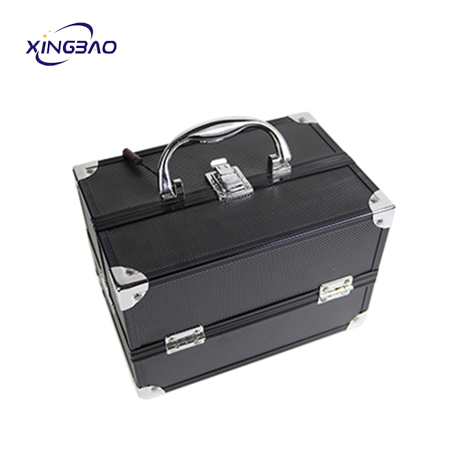 mini black   organizer cosmetic small  makeup box case portable makeup case ABS aluminum cosmetic case