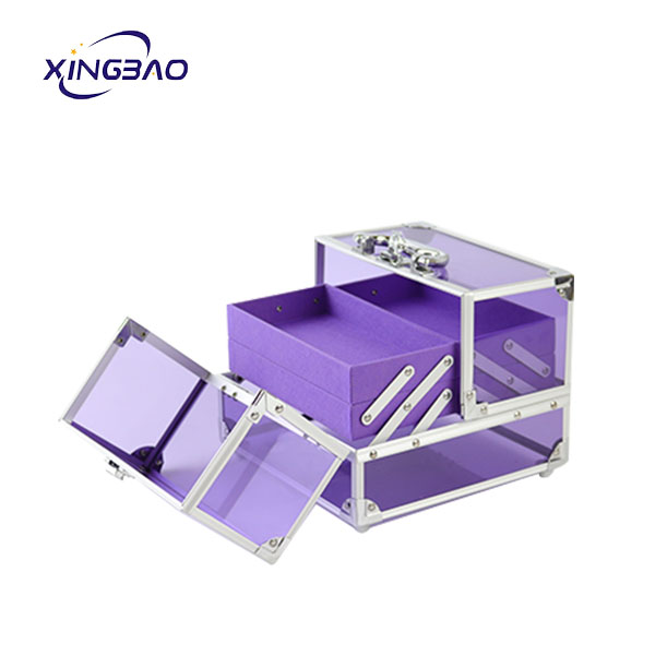 Oem Beauty Acrylic Clear Makeup Train Cosmetic Case, High Quality Acrylic Clear Cosmetic Case Make up Box 