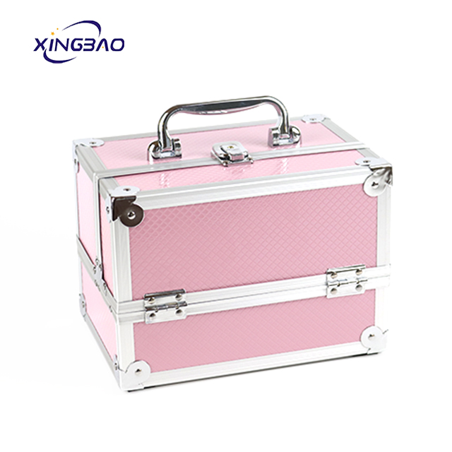 Manufacturers direct portable aluminum cosmetic case with mirror aluminum makeup boxs portable women aluminum beauty case