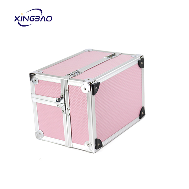 Manufacturers direct portable aluminum cosmetic case with mirror aluminum makeup boxs portable women aluminum beauty case