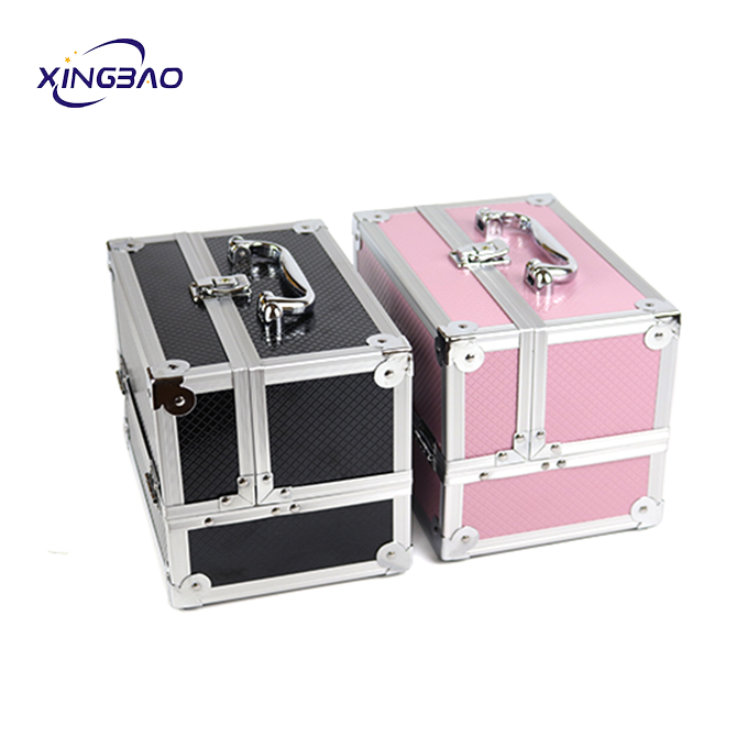 Manufacturers direct portable aluminum cosmetic case with mirror aluminum makeup boxs portable women aluminum beauty case