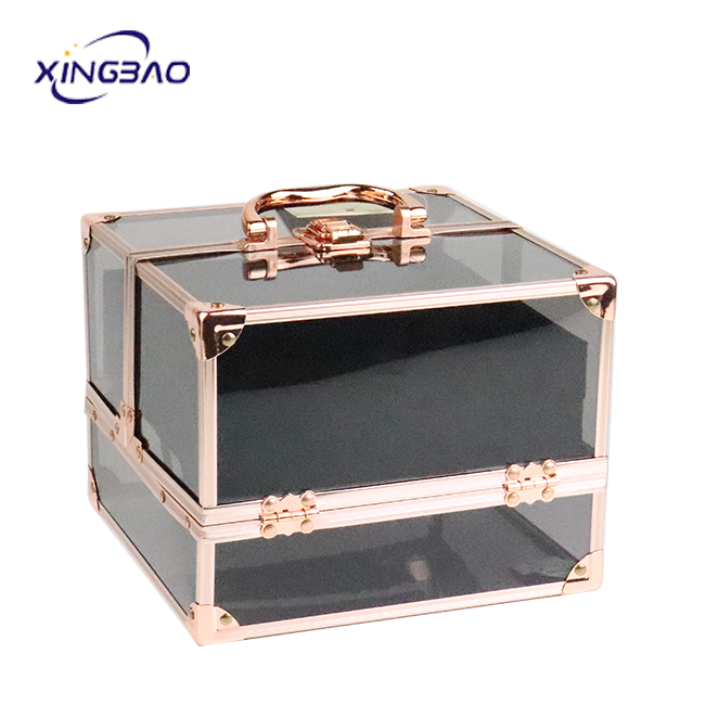 Acrylic makeup organizer storage box  cosmetic box vanity makeup case professional  makeup organizer travel case  train box bag