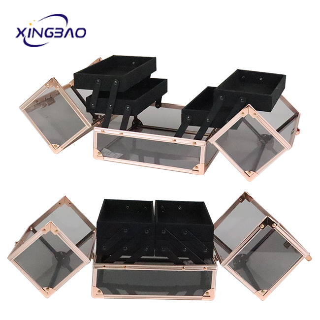 Acrylic makeup organizer storage box  cosmetic box vanity makeup case professional  makeup organizer travel case  train box bag