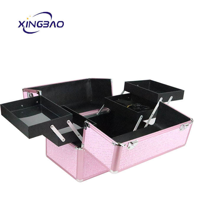 Amazon Pink Professional Artist Vanity Tropica  large  artist l Beauty Storage Cosmetic Boxes Organizer Makeup Case Aluminum