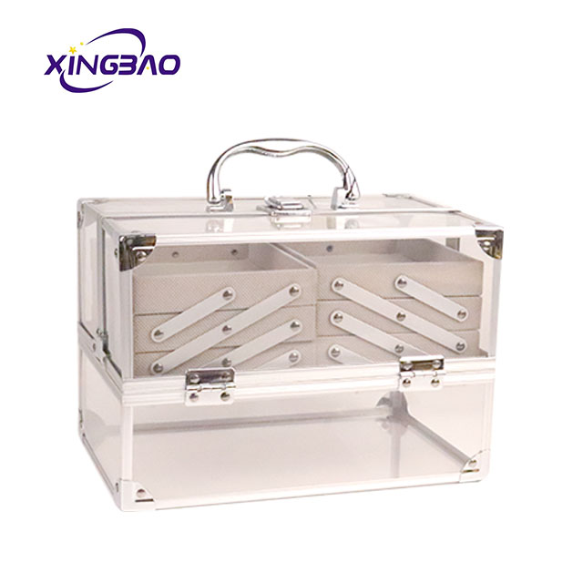 larger makeup case 6 trays Clear  iridescent Acrylic Clear necessaire Train Cosmetic Case  Makeup Acrylic Case Vanity Box